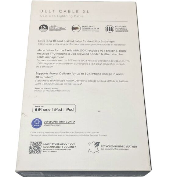 iPhone Charger Cable 10ft USB-C to Lightning MFi-Certified Fast Charging Belt XL - Picture 5 of 9